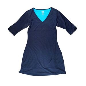 Mountain Hardwear Womens Navy Blue Chevron V-Neck 3/4 Sleeve Mini Dress OL4950 M